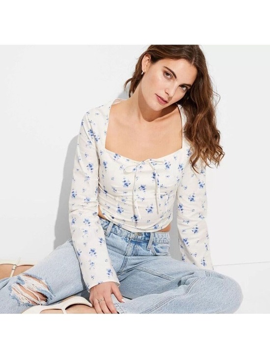 wild fable Tops - NWT Wild Fable Long Sleeve Cotton Milkmaid Top Size M